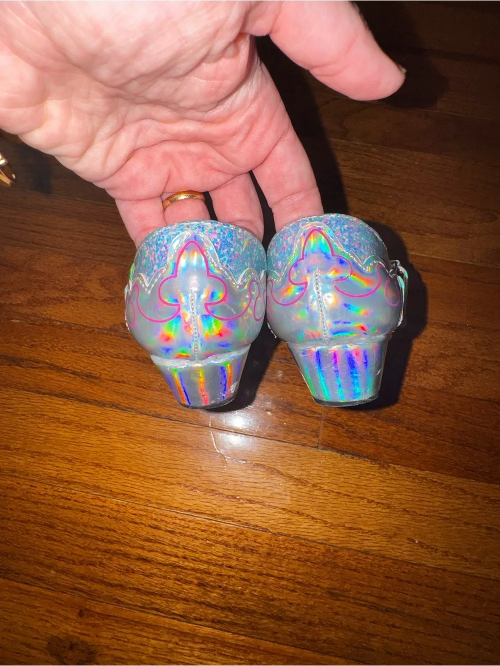 Disney Princess Girls Blue Glitter Mary Jane Shoes with Holographic Strap